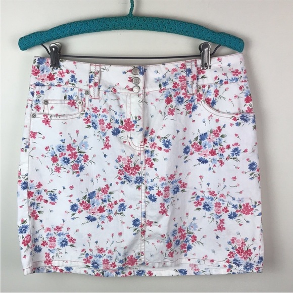 Loft White Floral Miniskirt - Picture 1 of 9
